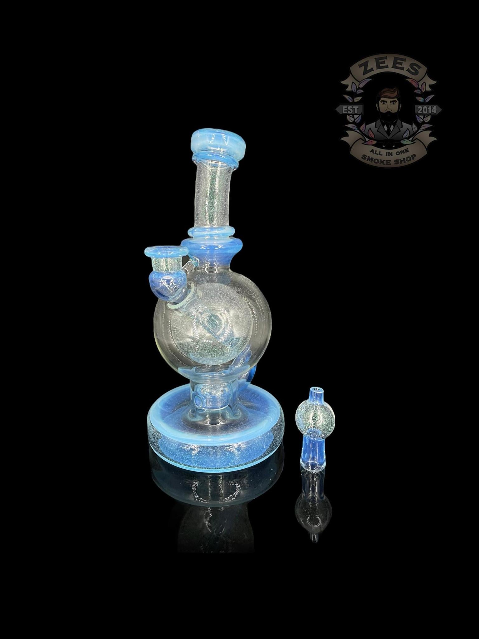 BRENT 503: 8" MOONSTONE CRUSHED OPAL BALL RIG W/ MATCHING CAP