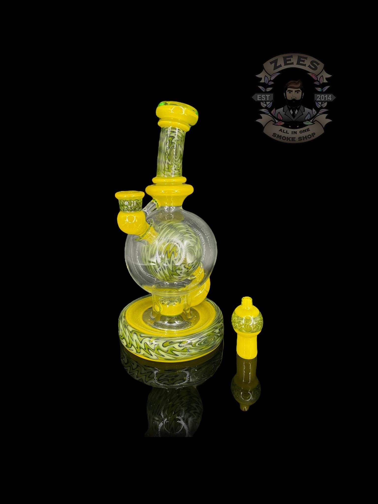 BRENT 503: 8" LEMON DROP (UV) WIG WAG BALL RIG W/ MATCHING CAP