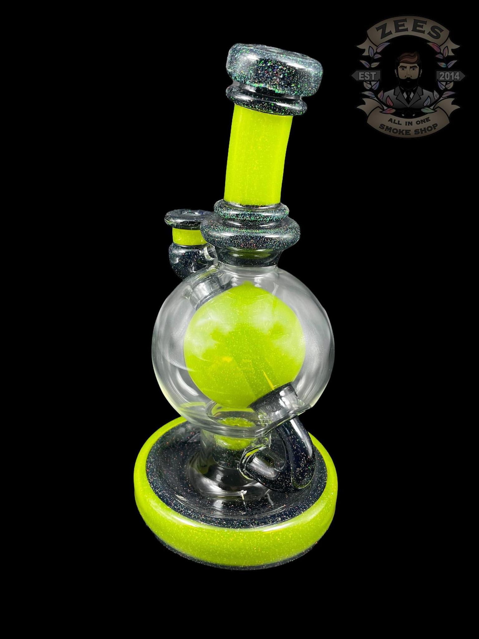 BRENT 503: 8" LIME DROP BLACK CRUSHED OPAL BALL RIG W/ MATCHING CAP - Image 4