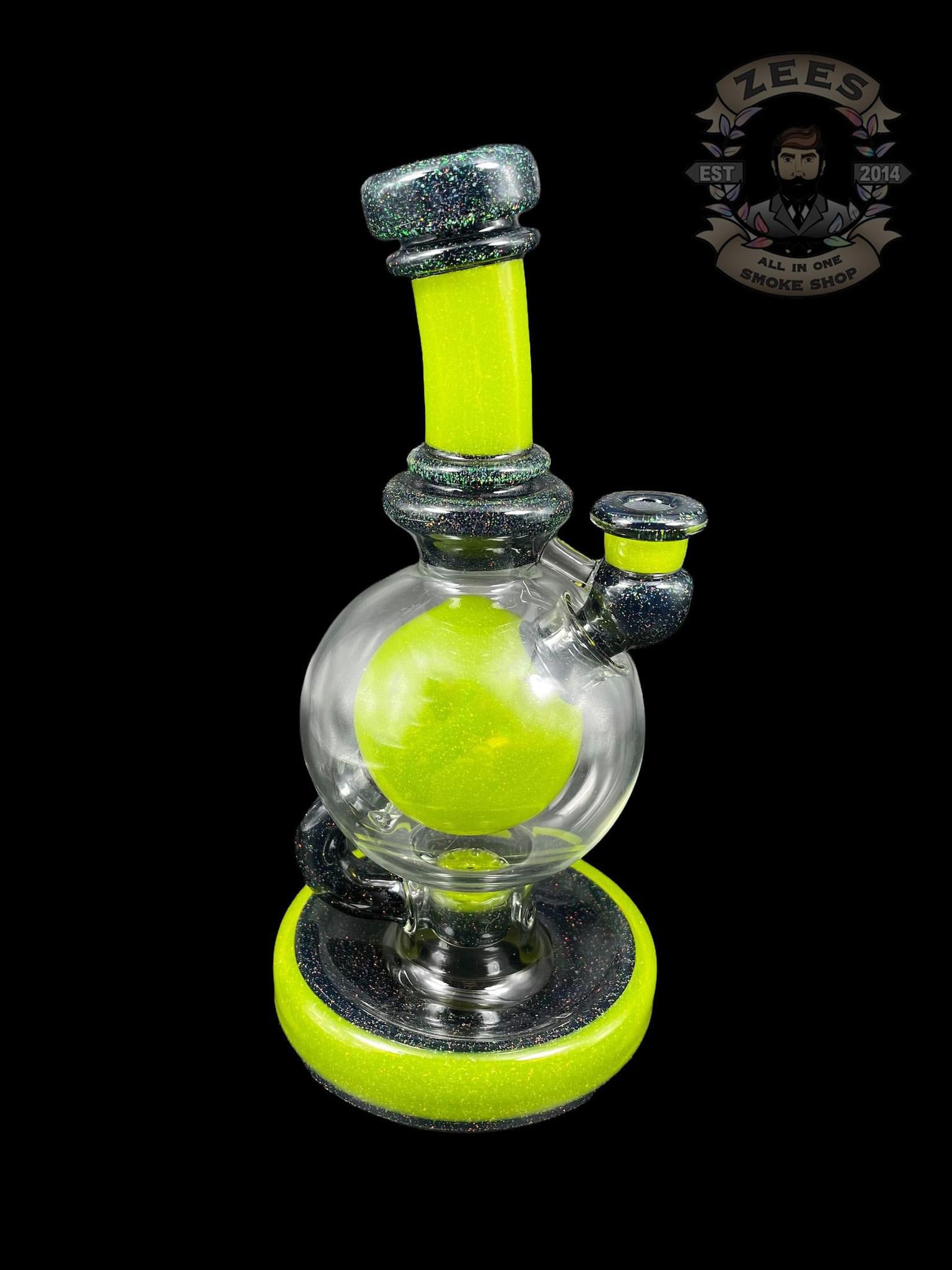 BRENT 503: 8" LIME DROP BLACK CRUSHED OPAL BALL RIG W/ MATCHING CAP - Image 3