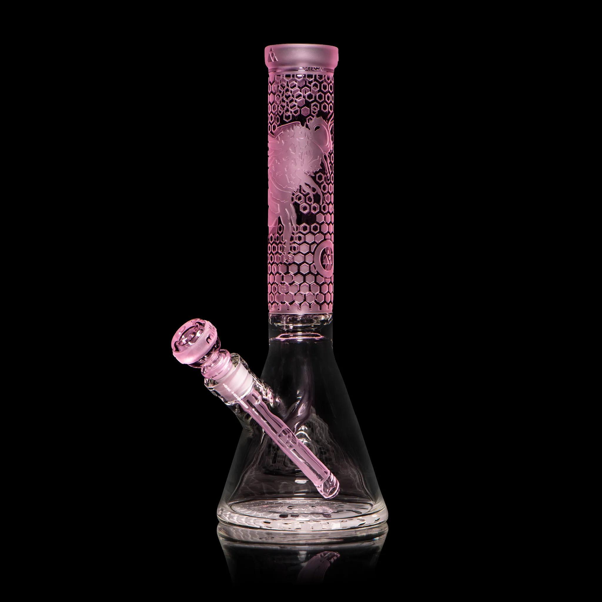 MILKY WAY GLASS: BEE HIVE BEAKER (PINK) (MK-105)