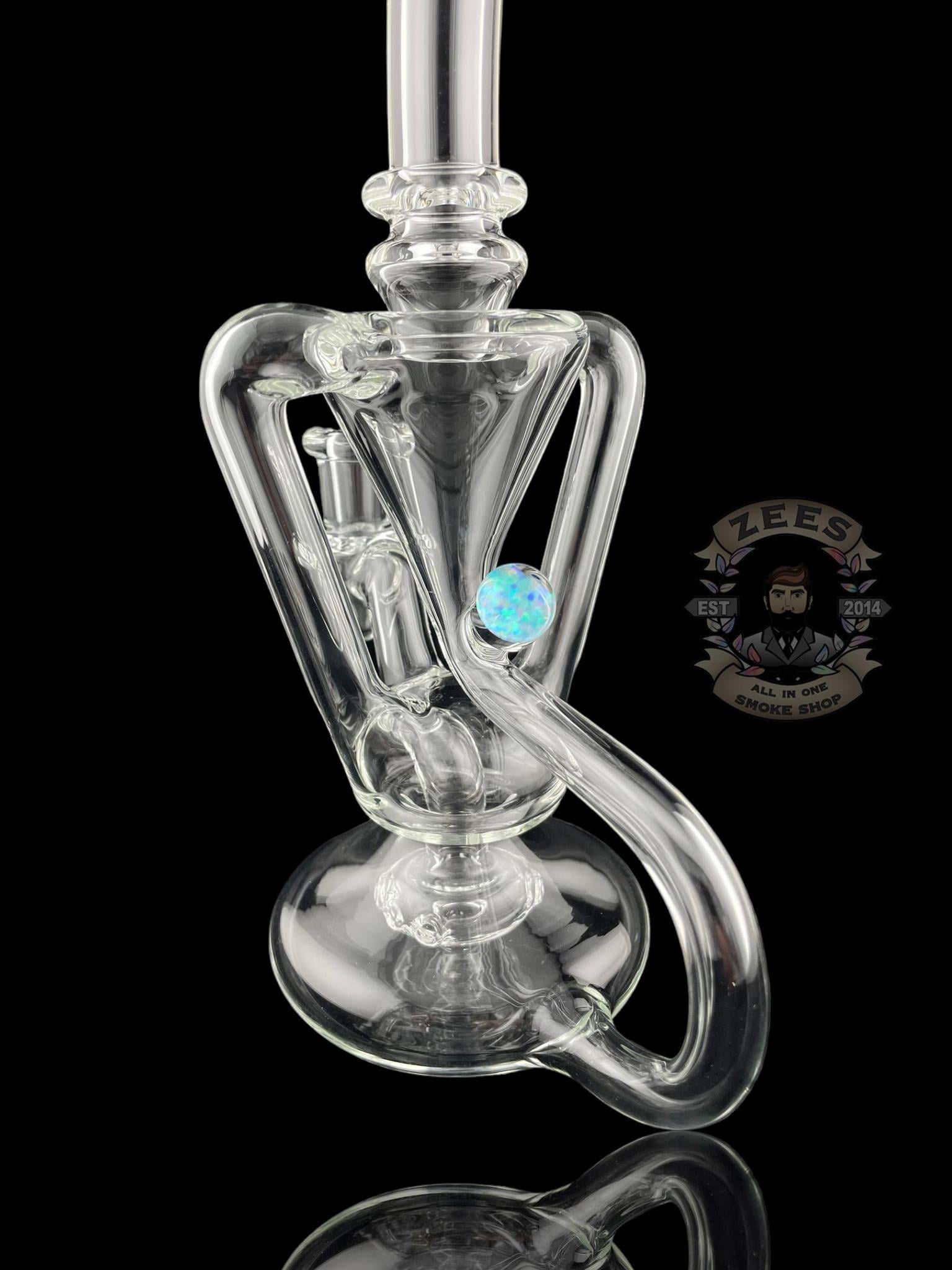 BOOGIE GLASS: CLEAR DUAL UPTAKE FLOATER RECYCLER #7 - Image 5
