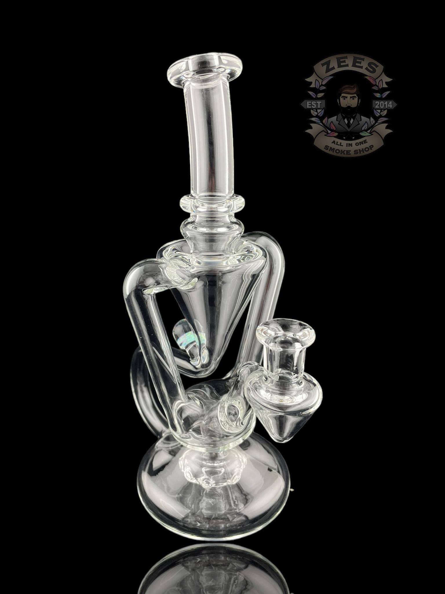 BOOGIE GLASS: CLEAR DUAL UPTAKE FLOATER RECYCLER #7