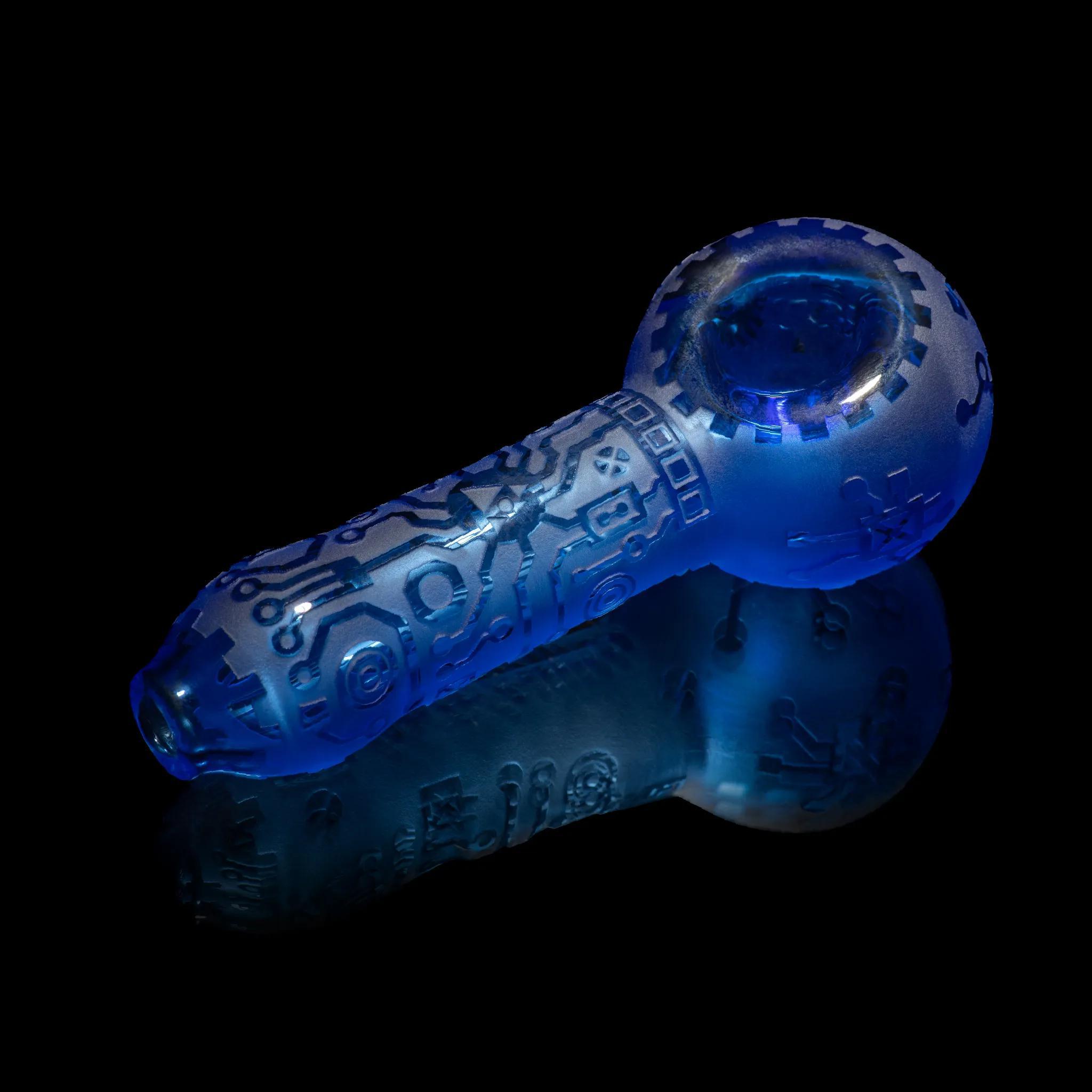 MILKY WAY GLASS: CIRCUITBOARD LIGHT BLUE HAND PIPE