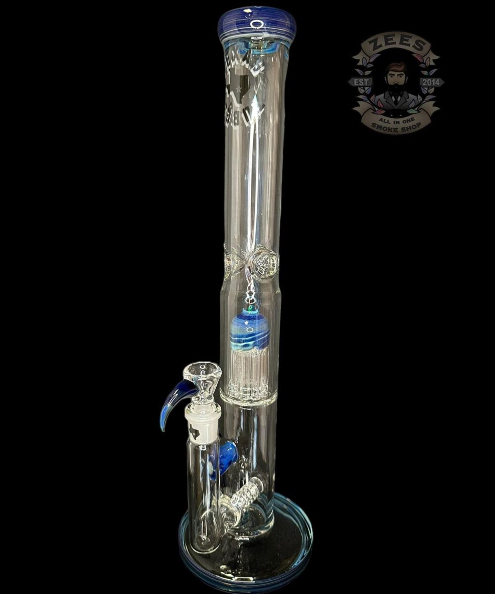 Alternative view of TEXAS TUBES: 18" BLUE SPACE TECH ENCASED OPAL 9-ARM STEMLINE STRAIGHT TUBE