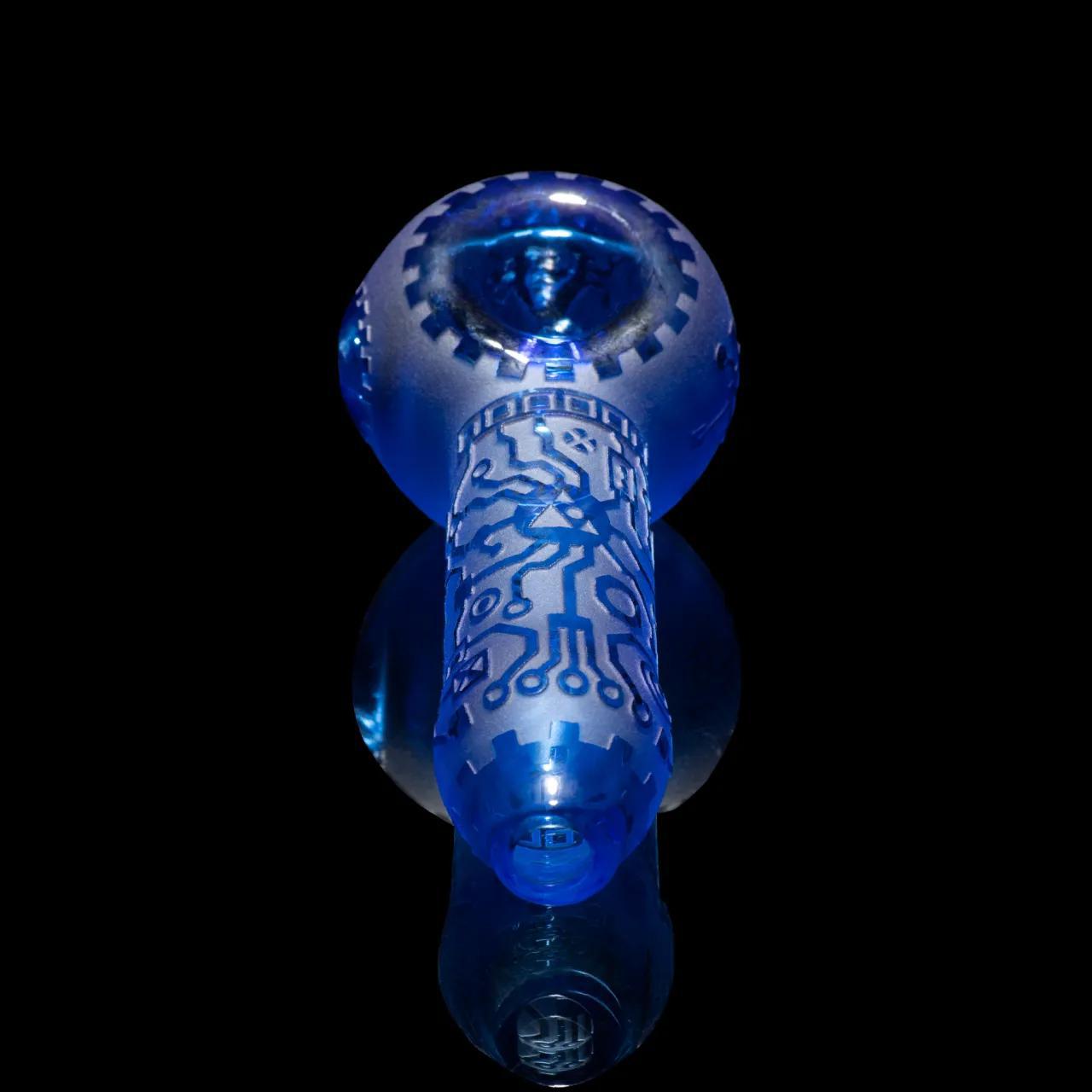 MILKY WAY GLASS: CIRCUITBOARD LIGHT BLUE HAND PIPE - Image 2