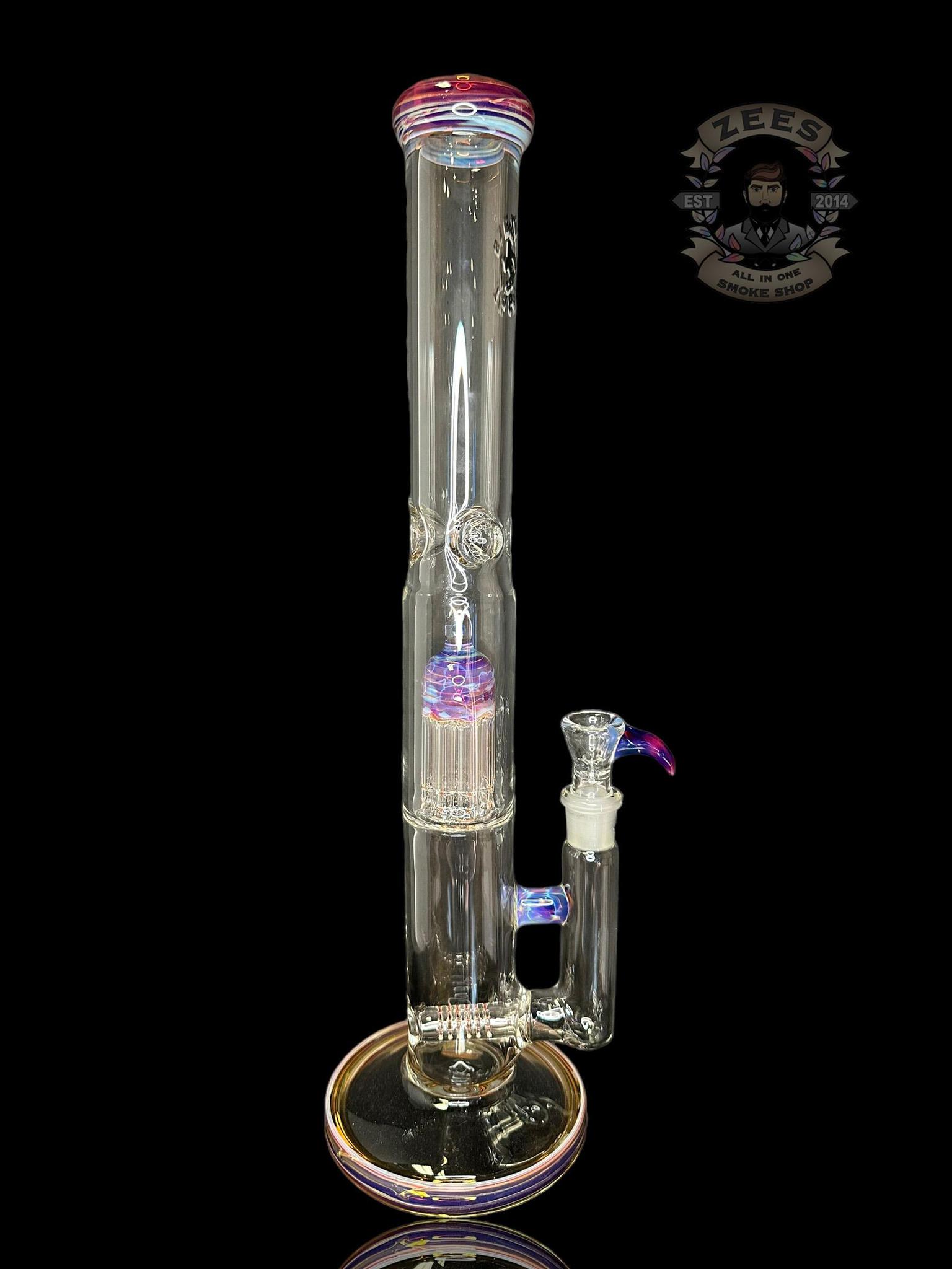 TEXAS TUBES: 18" PURPLE AMBER ENCASED OPAL 9-ARM STEMLINE STRAIGHT TUBE