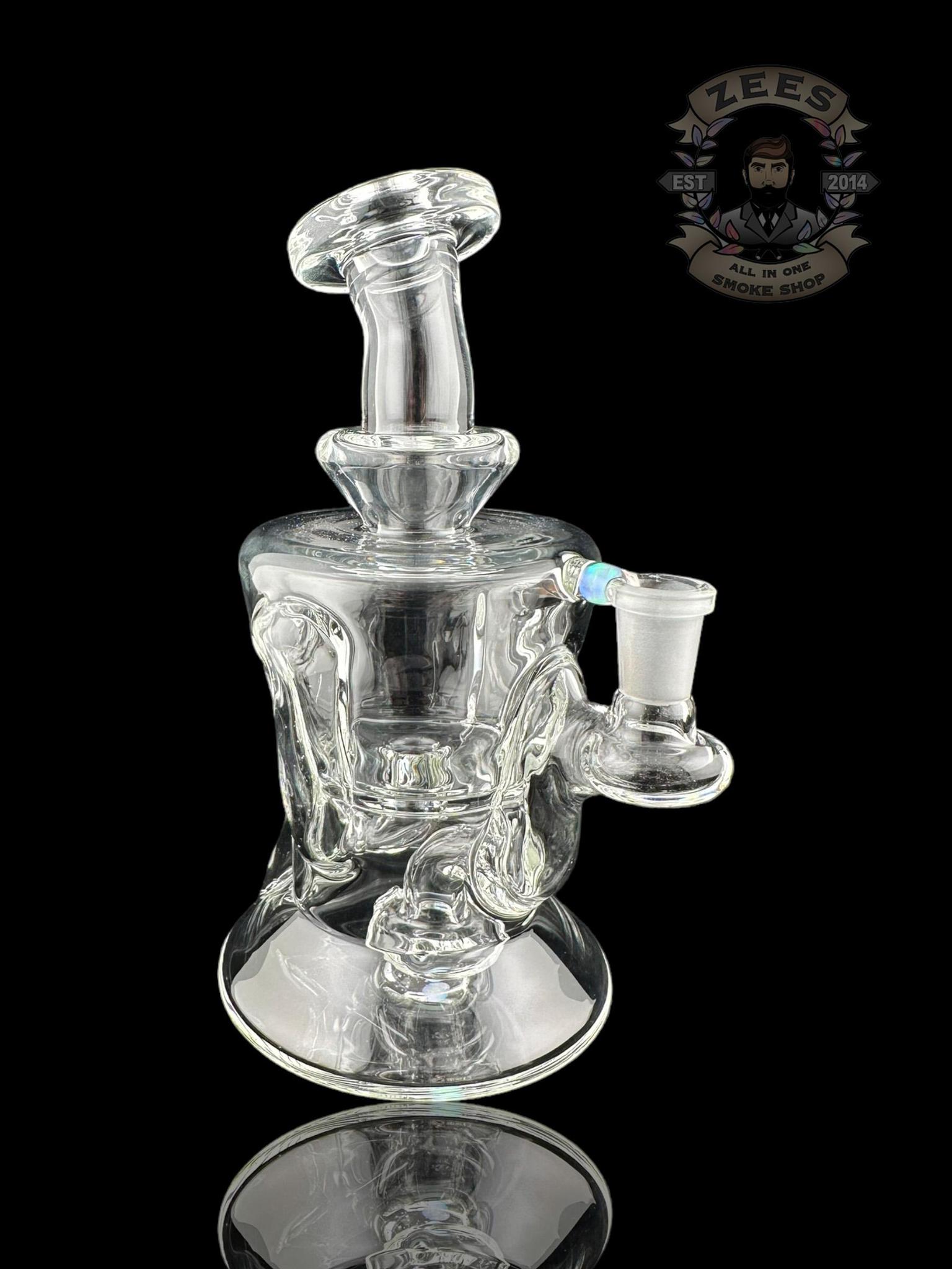 ROWDY GLASS: CLEAR DOUBLE ENCASED OPAL GILLCYCLER #7