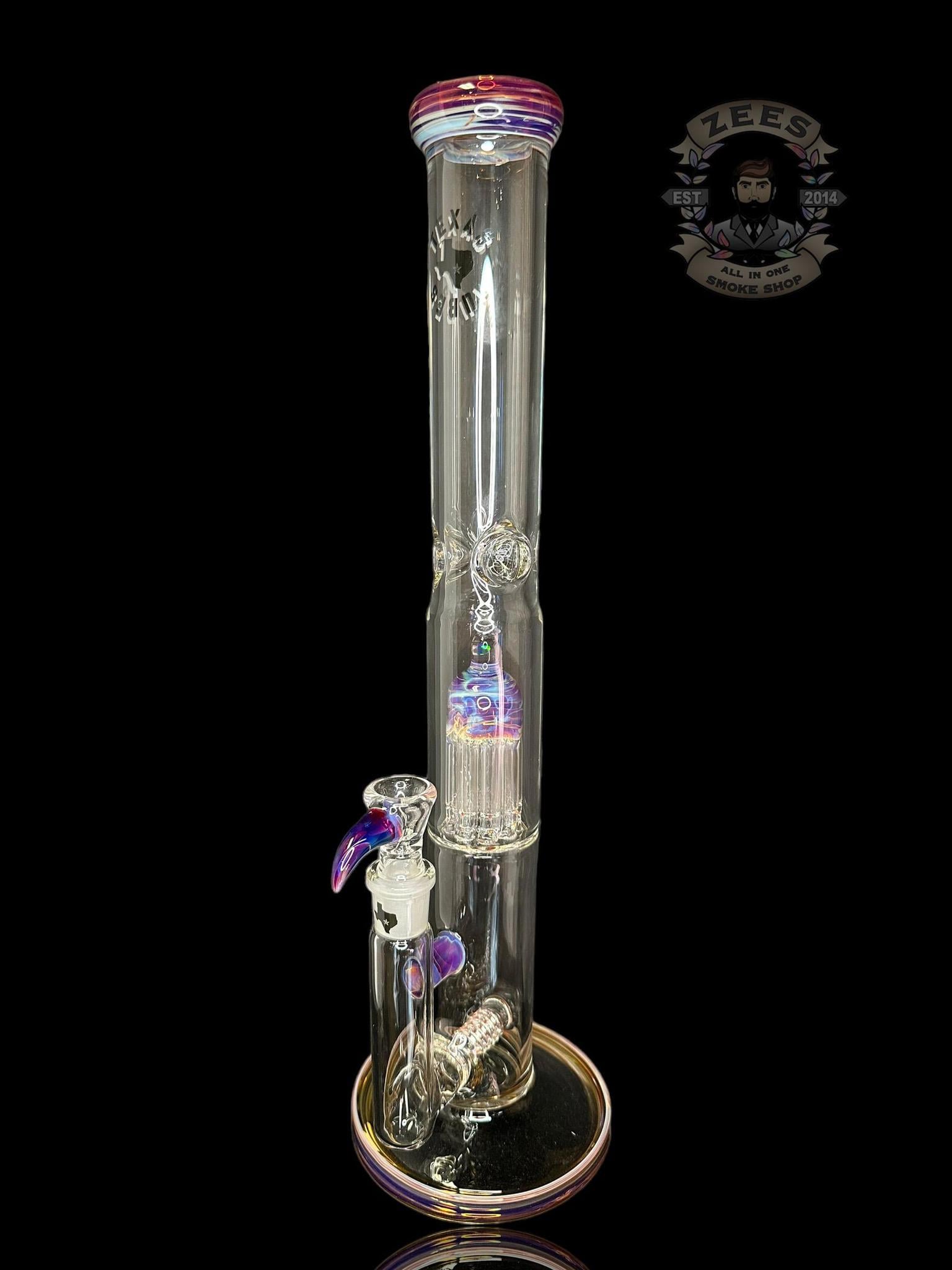 TEXAS TUBES: 18" PURPLE AMBER ENCASED OPAL 9-ARM STEMLINE STRAIGHT TUBE - Image 2