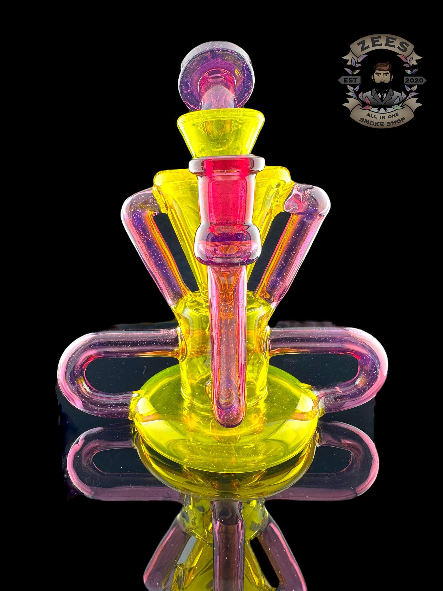 ROWDY GLASS: FULL COLOR T-BONE 4:2 RECYCLER TERPS (CFL) X LIGHT GOLD PURPLE