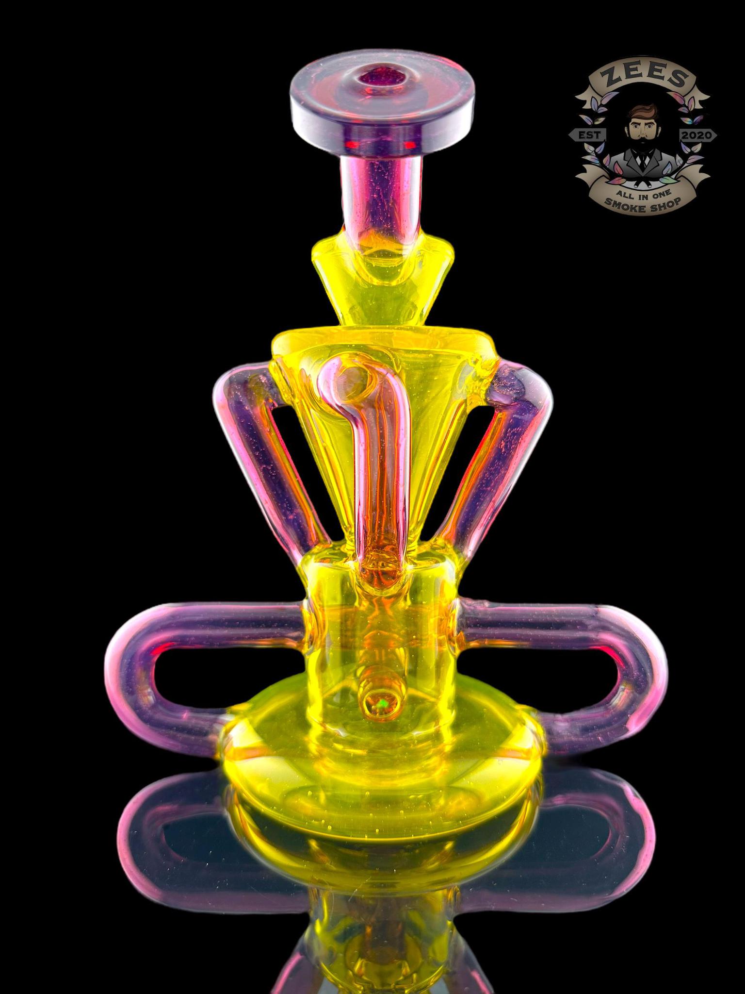 ROWDY GLASS: FULL COLOR T-BONE 4:2 RECYCLER TERPS (CFL) X LIGHT GOLD PURPLE - Image 2