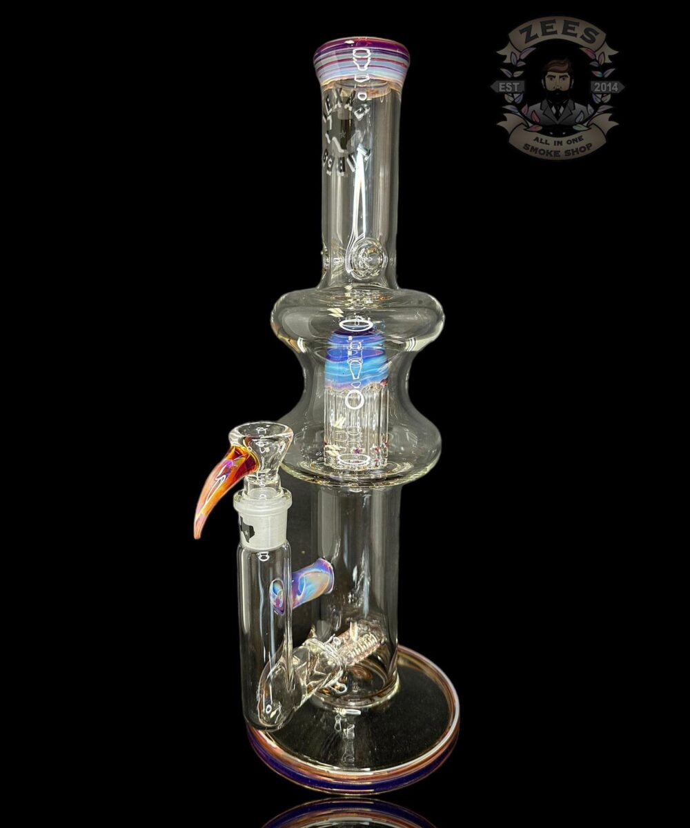 Alternative view of TEXAS TUBES: 15" AMBER PURPLE DUAL STEMLINE 8-ARM HOURGLASS TUBE