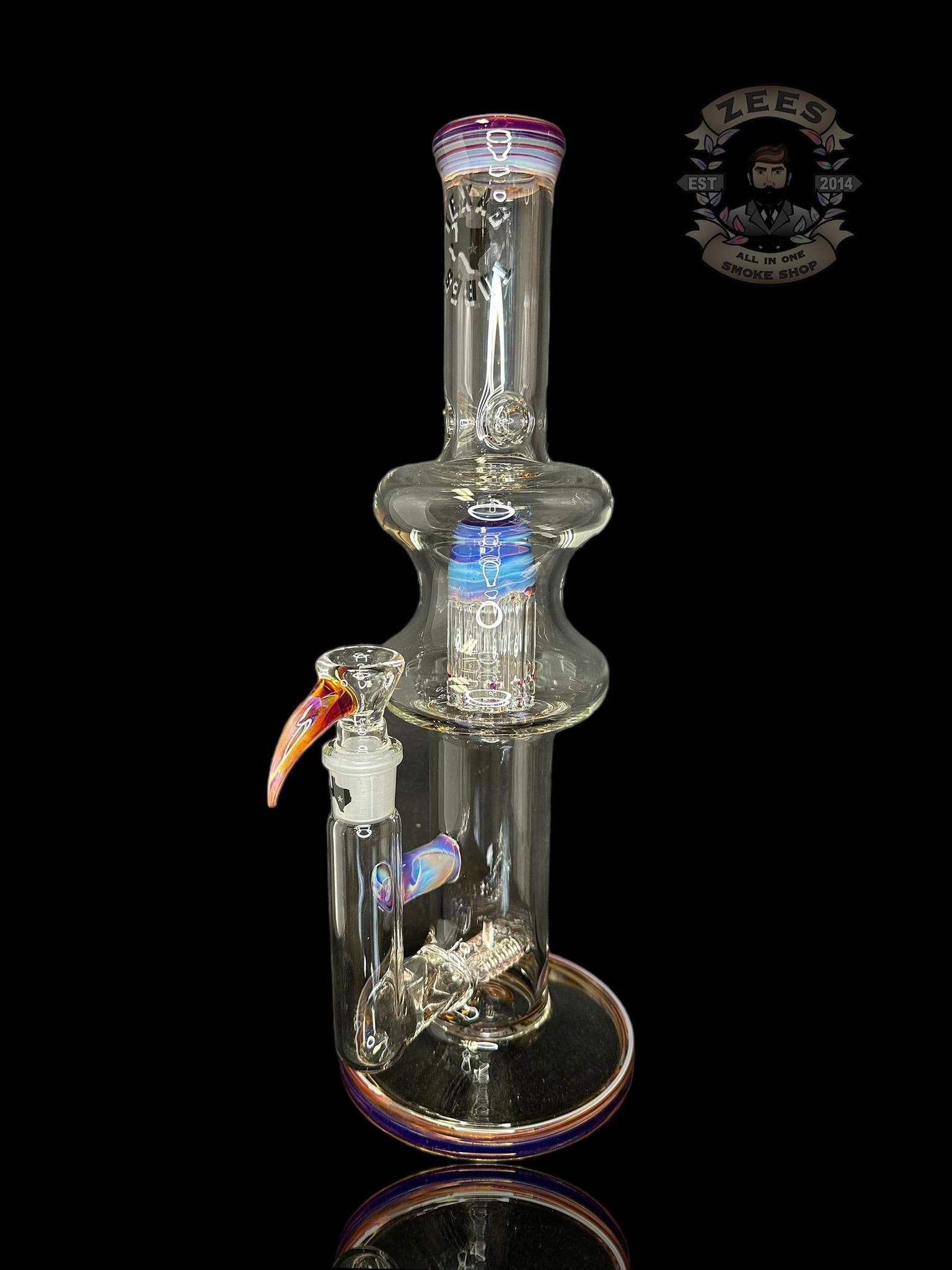 TEXAS TUBES: 15" AMBER PURPLE DUAL STEMLINE 8-ARM HOURGLASS TUBE - Image 2