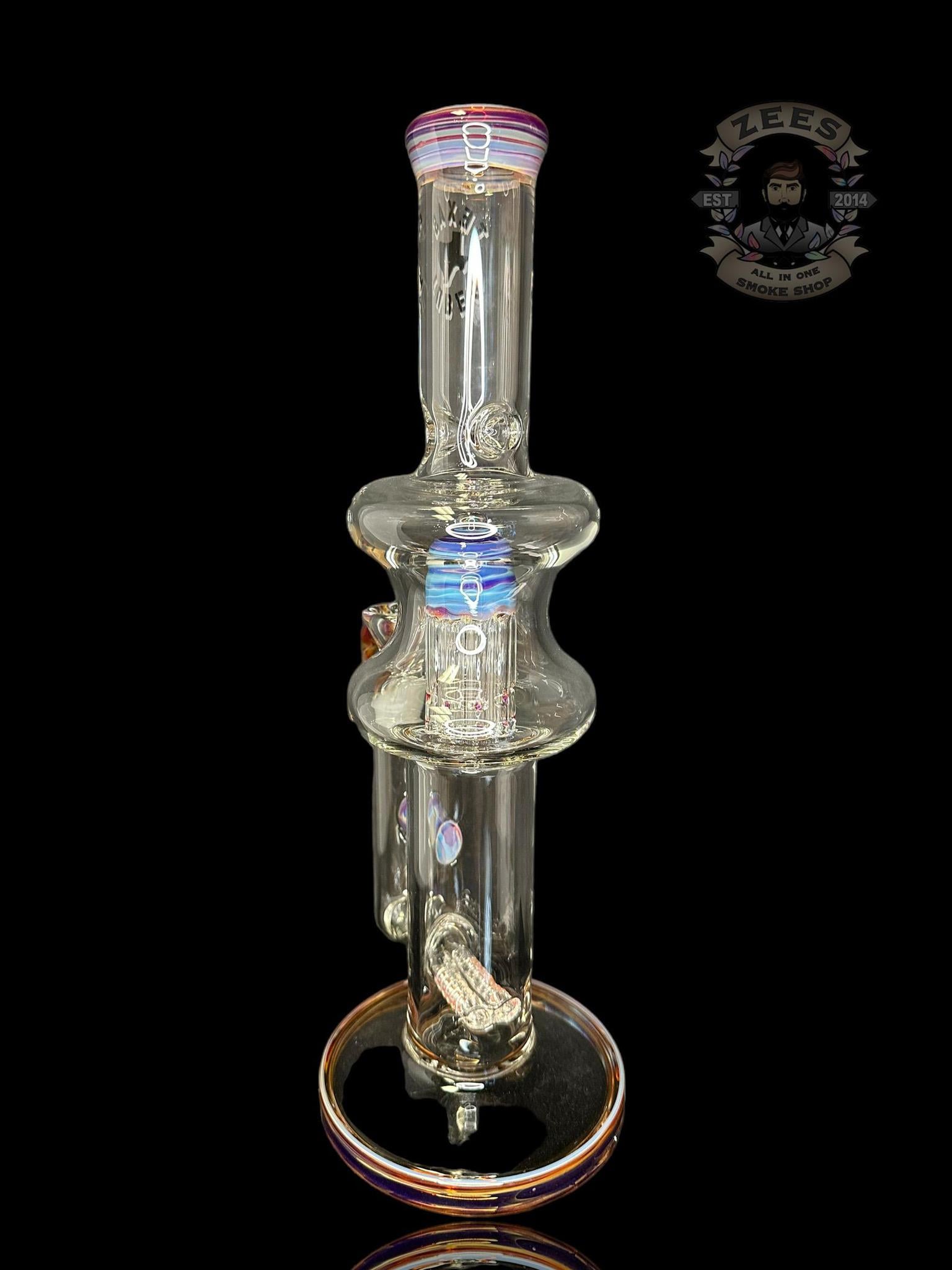 TEXAS TUBES: 15" AMBER PURPLE DUAL STEMLINE 8-ARM HOURGLASS TUBE - Image 3