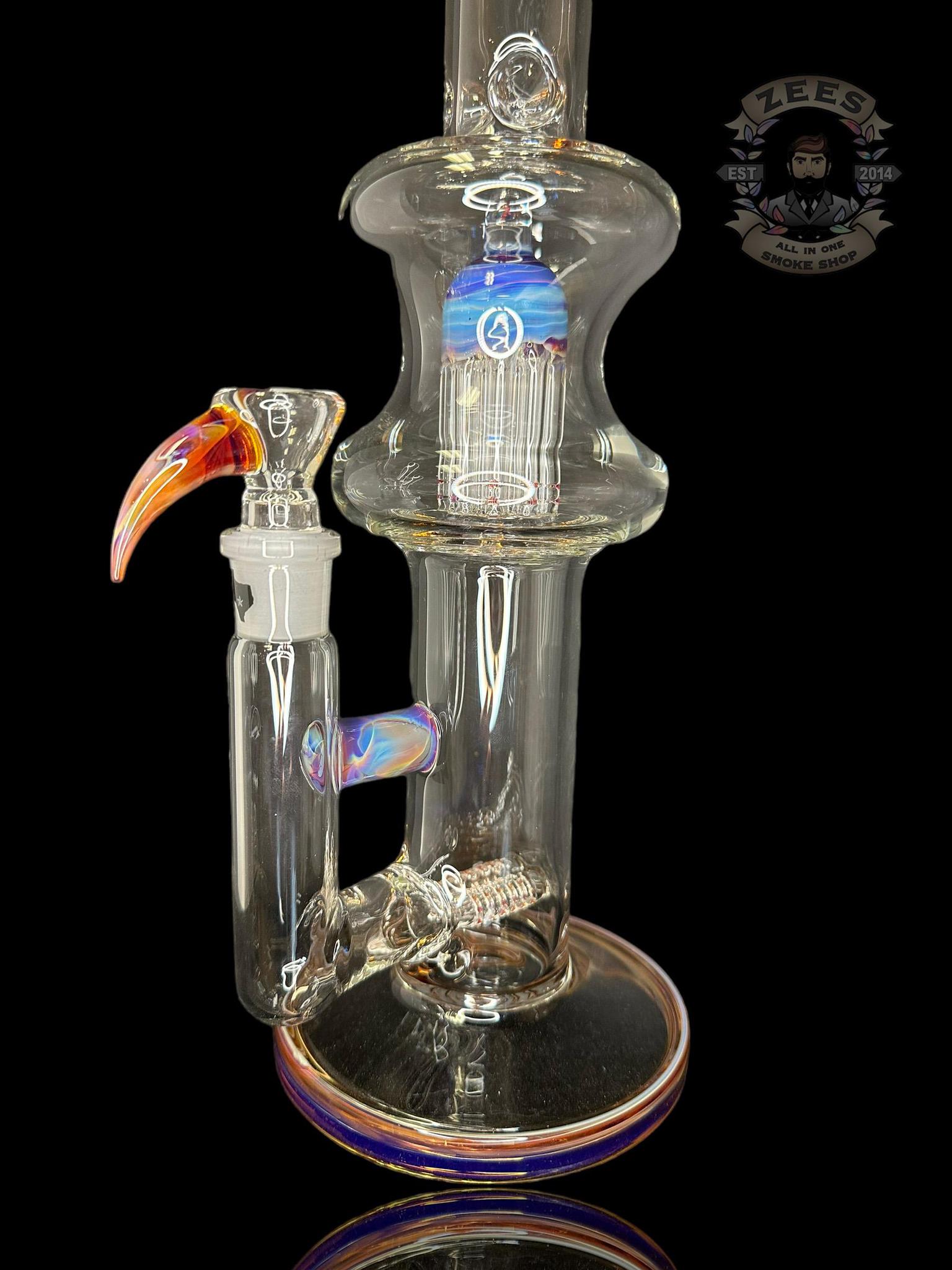 TEXAS TUBES: 15" AMBER PURPLE DUAL STEMLINE 8-ARM HOURGLASS TUBE - Image 4