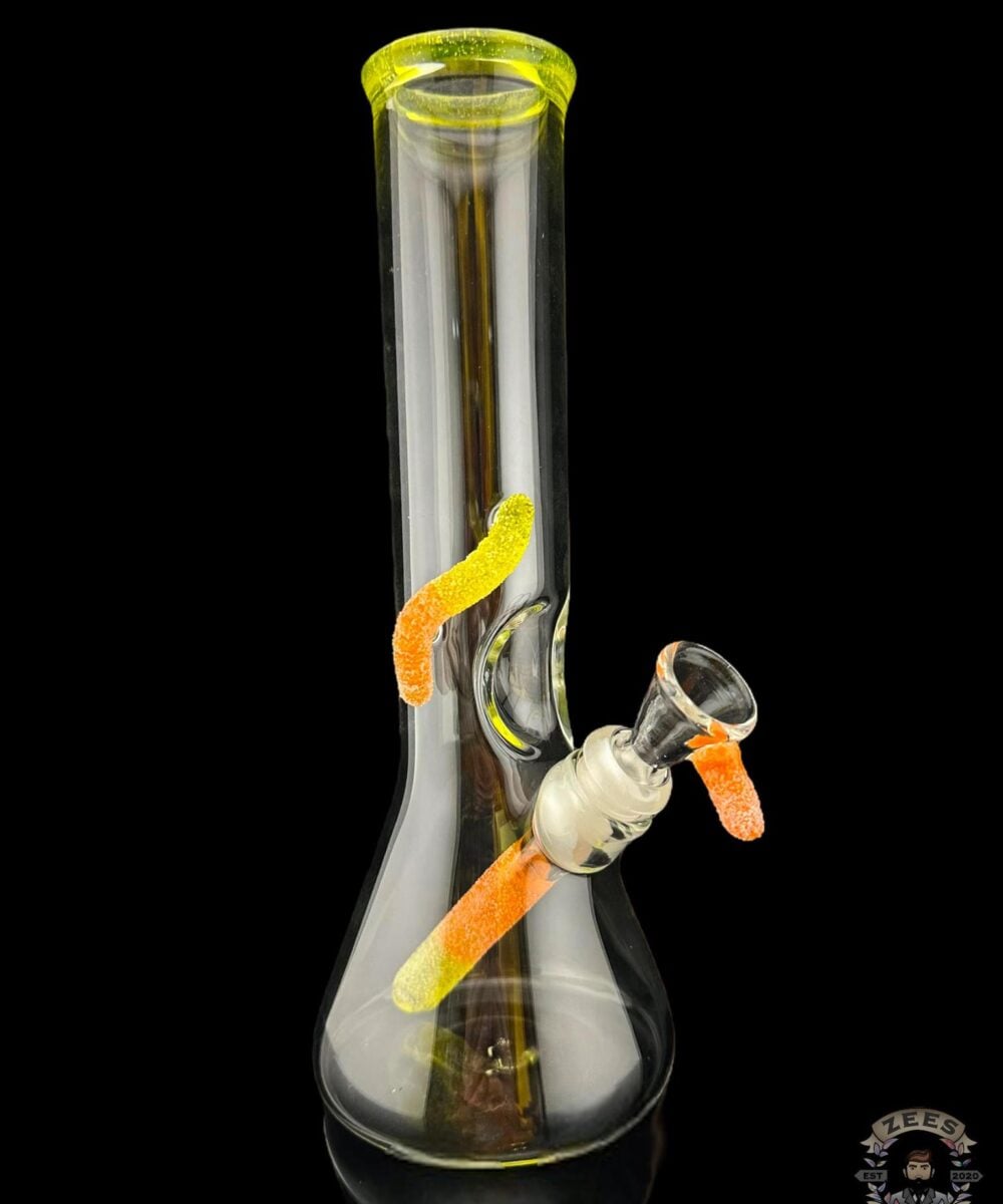 EMPERIAL GLASS: LEMON DROP AND TANIGE WORM BEAKER