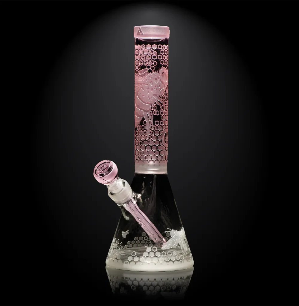 MILKY WAY GLASS:  BEE HIVE 14″ BEAKER BONG (MK-1105)
