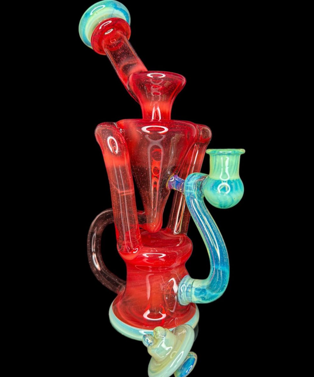 CURSE GLASS 2:1 RED POMP AND SLYME DUAL UPTAKE RECYCLER
