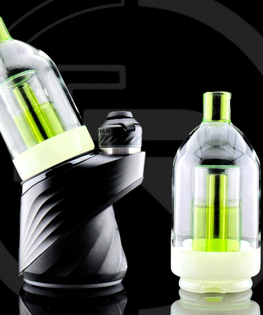 IRIDESCENT GLASS: MINI DOME PUFFCO PEAK ATTACHMENT - CLEAR WITH OPAL