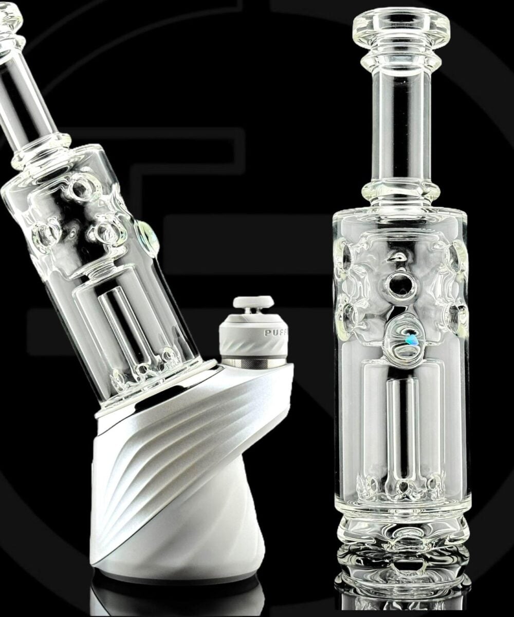IRIDESCENT GLASS: MINI FAB 1.0 PUFFCO PEAK ATTACHMENT - LIME GREEN WITH OPAL