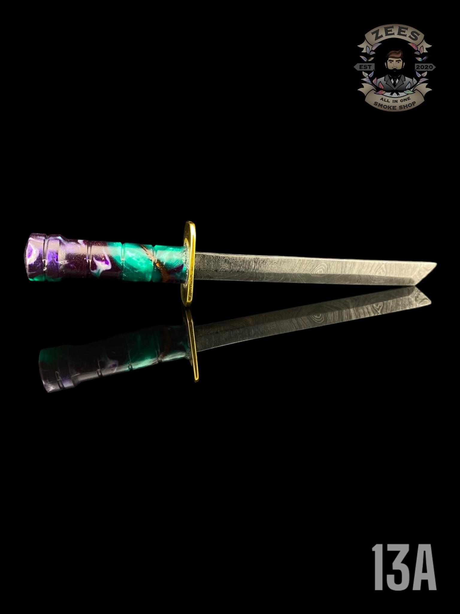 DAMASCUS HK KNIVES: DAMASCUS CHOKUTO SWORD DABBER RESIN MIX - Image 14