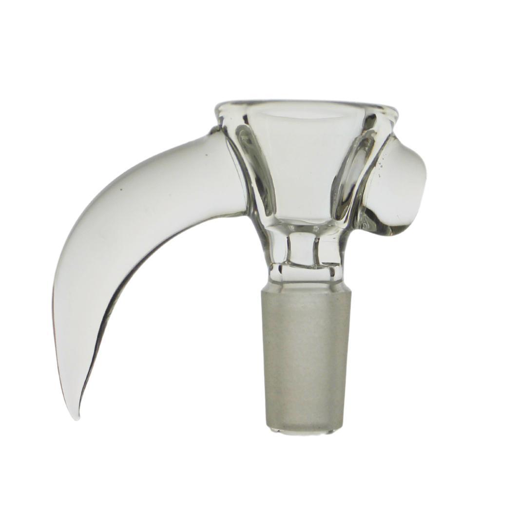 ROOTS GLASS: CLEAR HORN BOWL/FLOWER SLIDE W/ WART