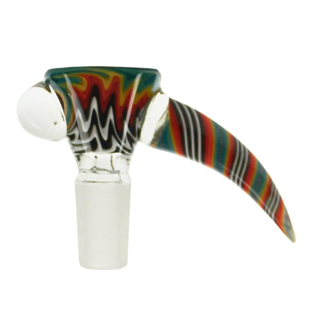 ROOTS GLASS: WIG WAG HORN BOWL/FLOWER SLIDE W/ WART