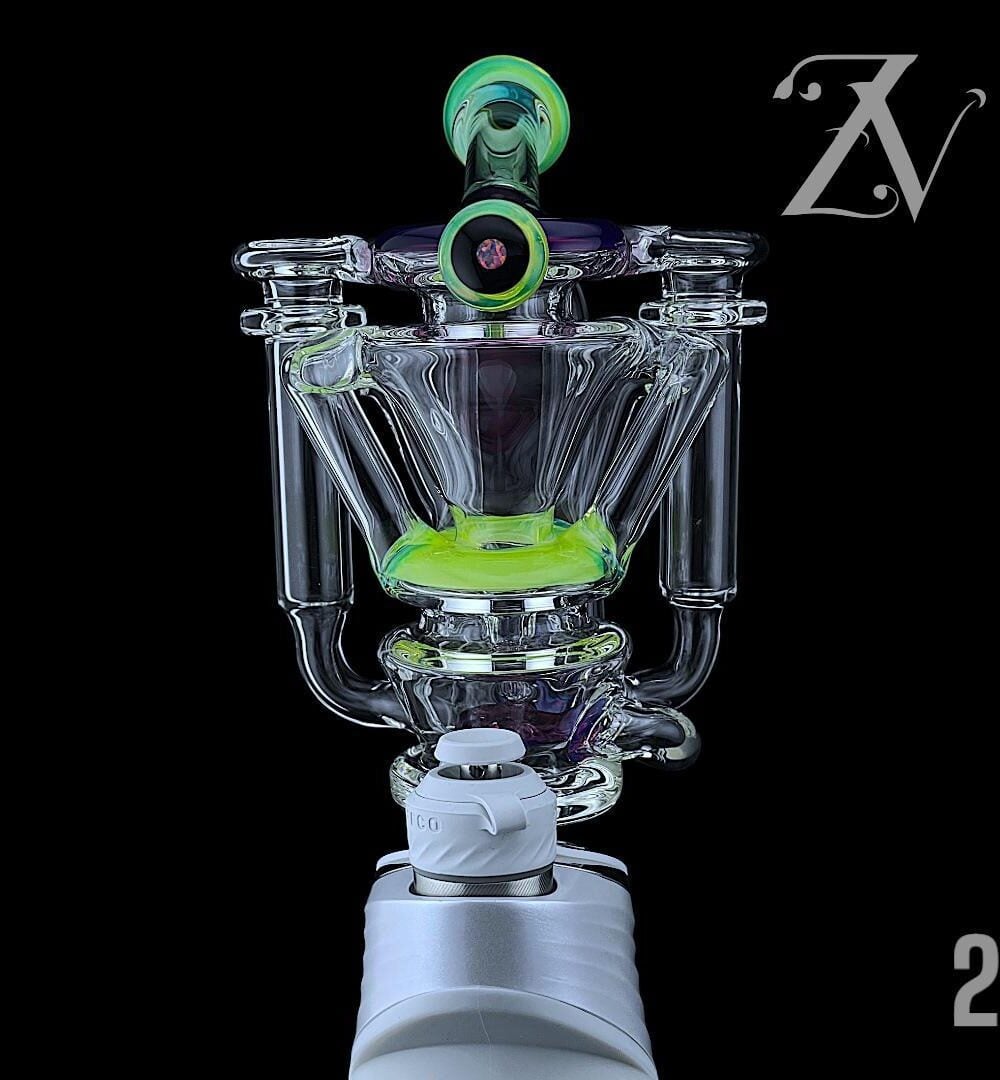 KYRU GLASS: COLOR ACCENTED REACTOR PUFFCO PEAK ATTACHMENT - #2 SLYME X ROYAL JELLY