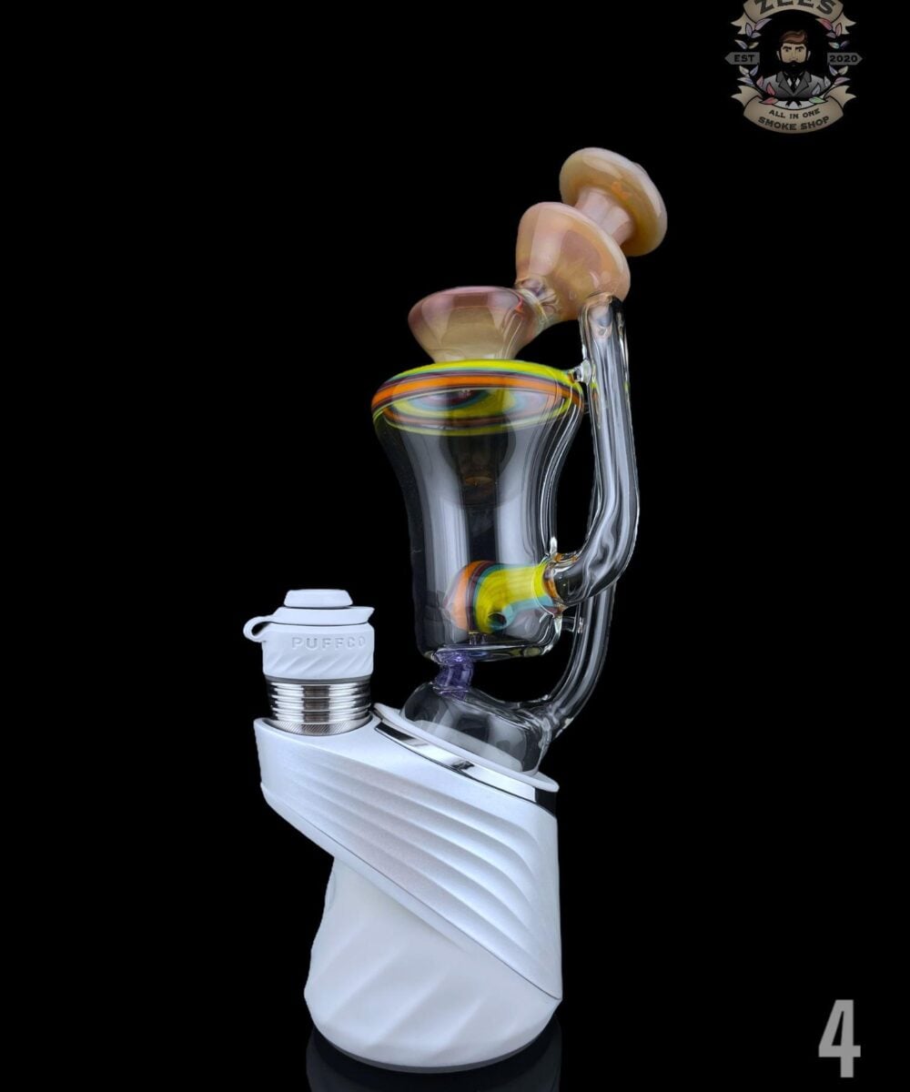 PADD GLASS: WIGWAG BUBBLER PUFFCO PEAK ATTACHMENT - #4 NS YELLOW/AMBER MIX X WIG WAG