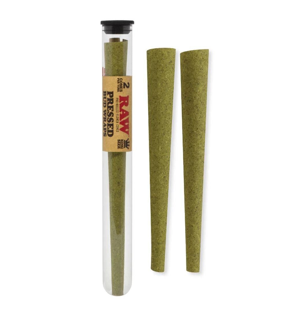 RAW: PRESSED BUD WRAPS KING SIZE PRE-ROLLED FLOWER CONES