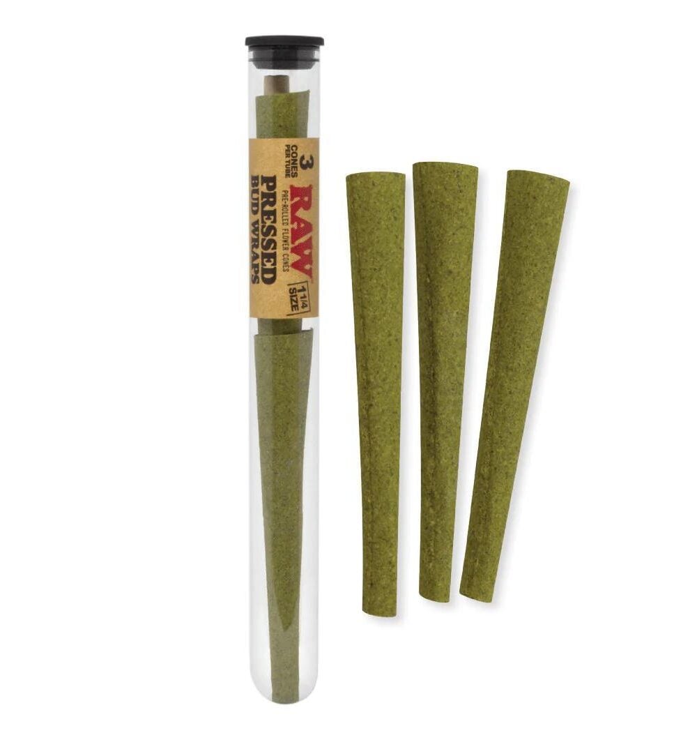 RAW: PRESSED BUD WRAPS 1 1/4 SIZE PRE-ROLLED FLOWER CONES
