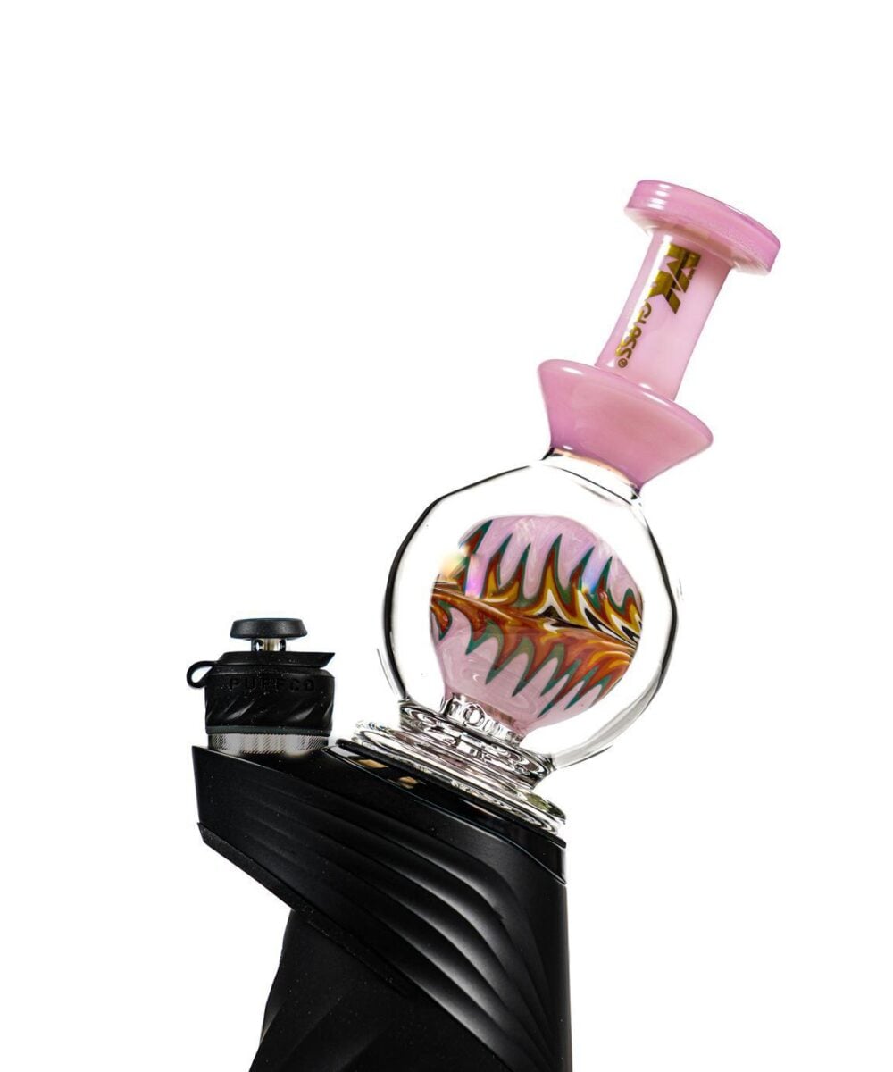 MK100 GLASS: MKAT7 WIG WAG SPHERE PUFFCO PEAK ATTACHMENT - SLIME PINK