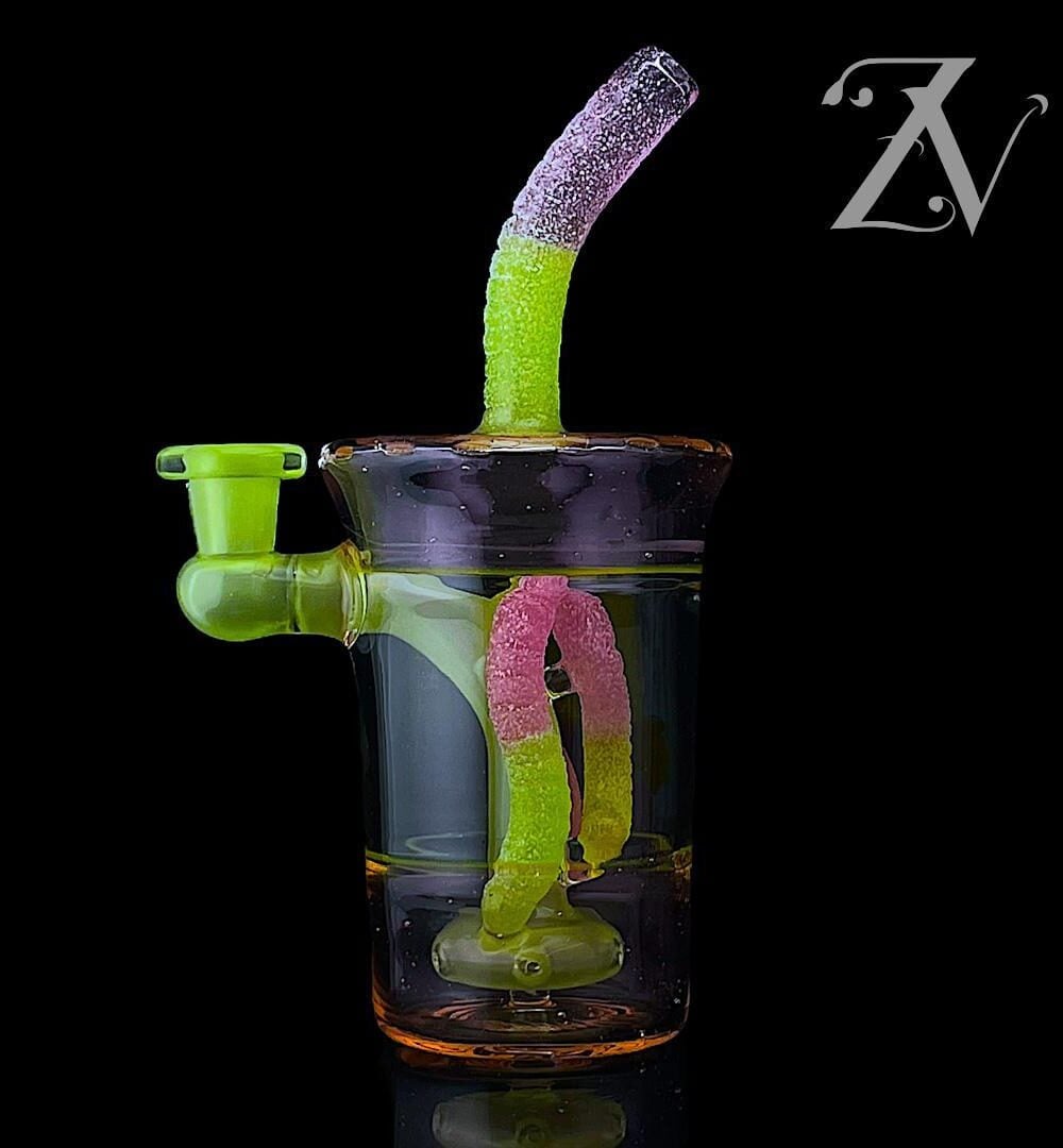 EMPERIAL GLASS: SOUR WORM CUP RIG ANTIDOTE X LEMONDROP X HAND MIX PINK