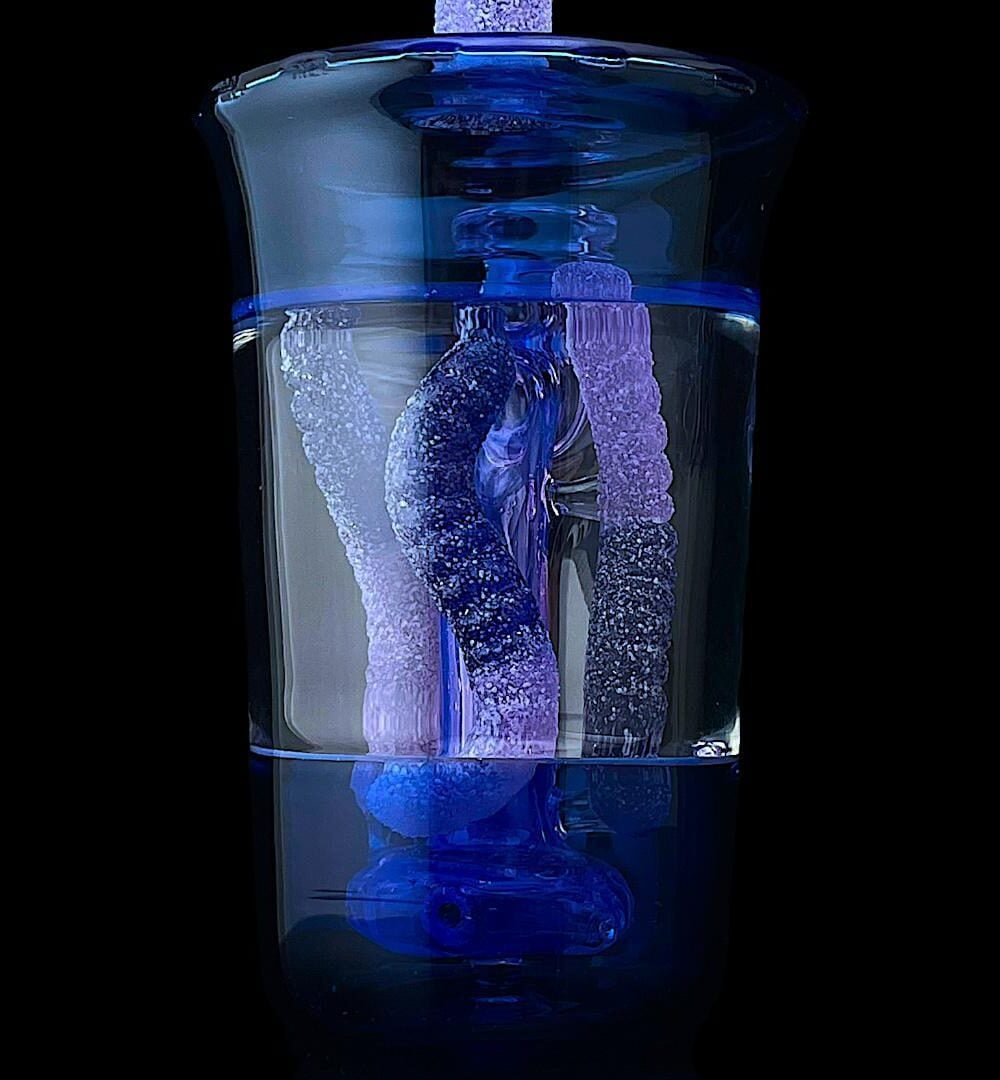 Alternative view of EMPERIAL GLASS: SOUR WORM CUP RIG PINK SLYME X COBALT