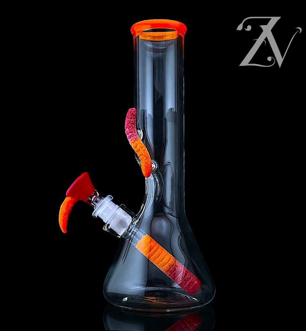 EMPERIAL GLASS: 11" CANDY TUBE CALIFORNIA ORANGE X POPPY SEED