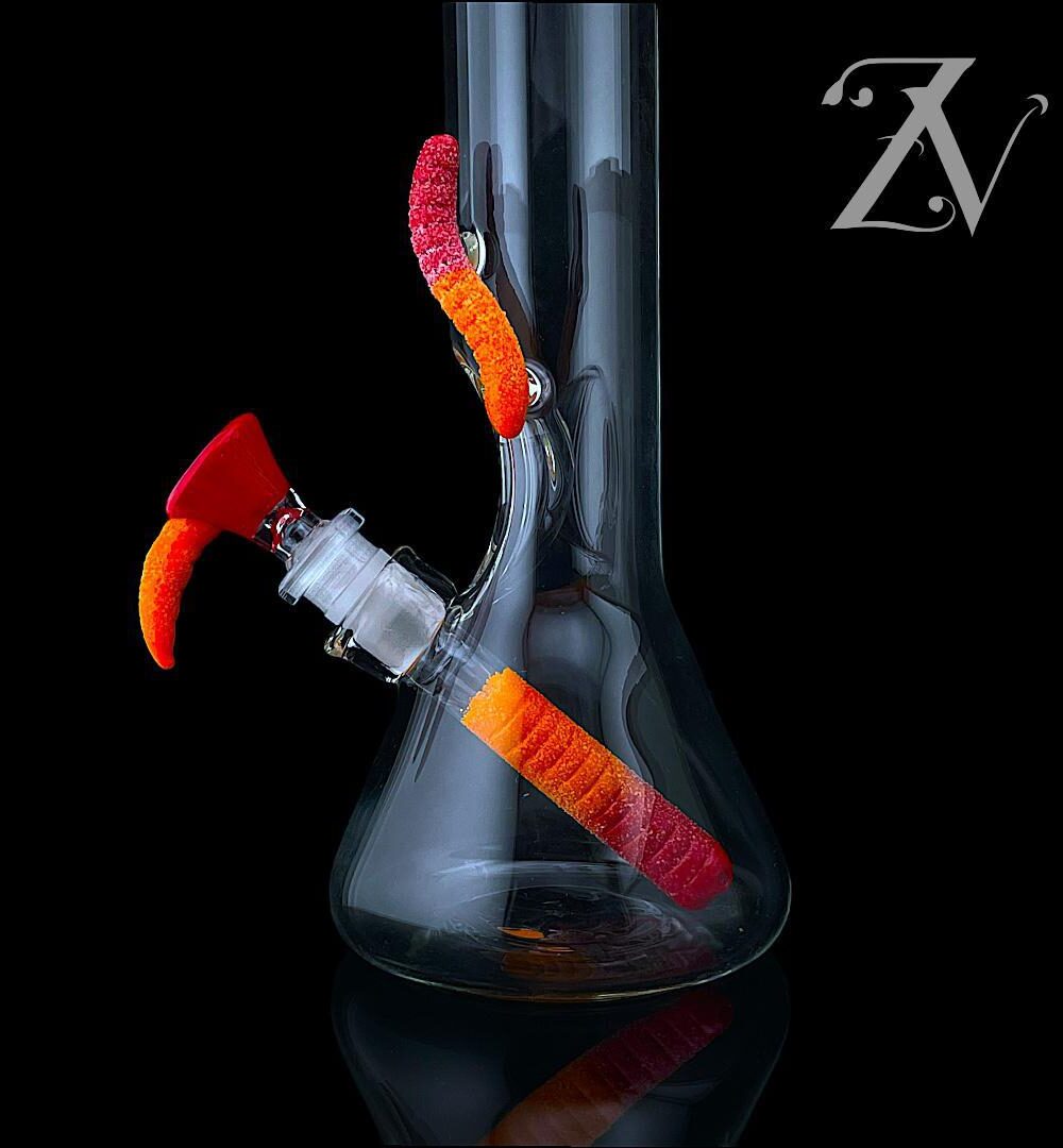 Alternative view of EMPERIAL GLASS: 11" CANDY TUBE CALIFORNIA ORANGE X POPPY SEED