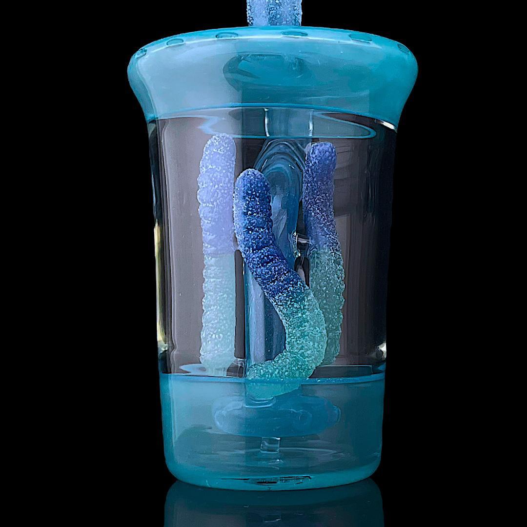 EMPERIAL GLASS: SOUR WORM CUP RIG HAND MIX AQUA X HAND MIX BLUE (BERRY MUFFINS) - Image 2