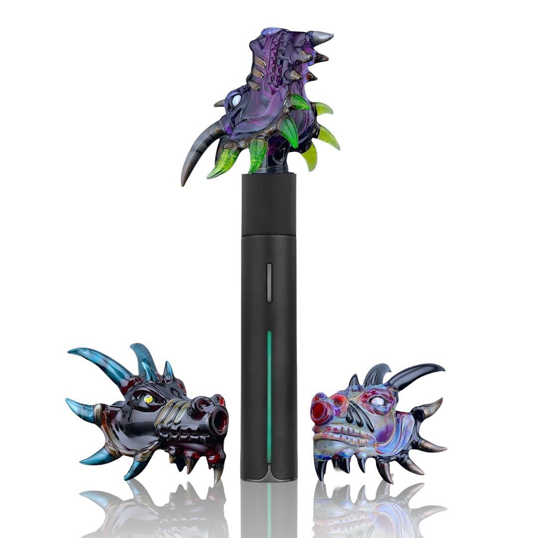 MAKO GLASS: ENCASED OPAL DRAGON HEAD PIVOT MOUTHPIECE | Zee Vapor
