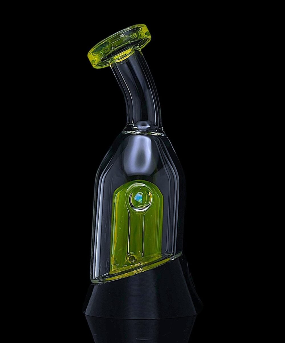 IRIDESCENT GLASS: SUPERIOR BENT NECK PUFFCO PEAK ATTACHMENT - LEMON CANDY