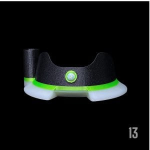 #15 - BLACK X GREEN WITH 6MM WHITE OPAL WITH HOT KNIFE