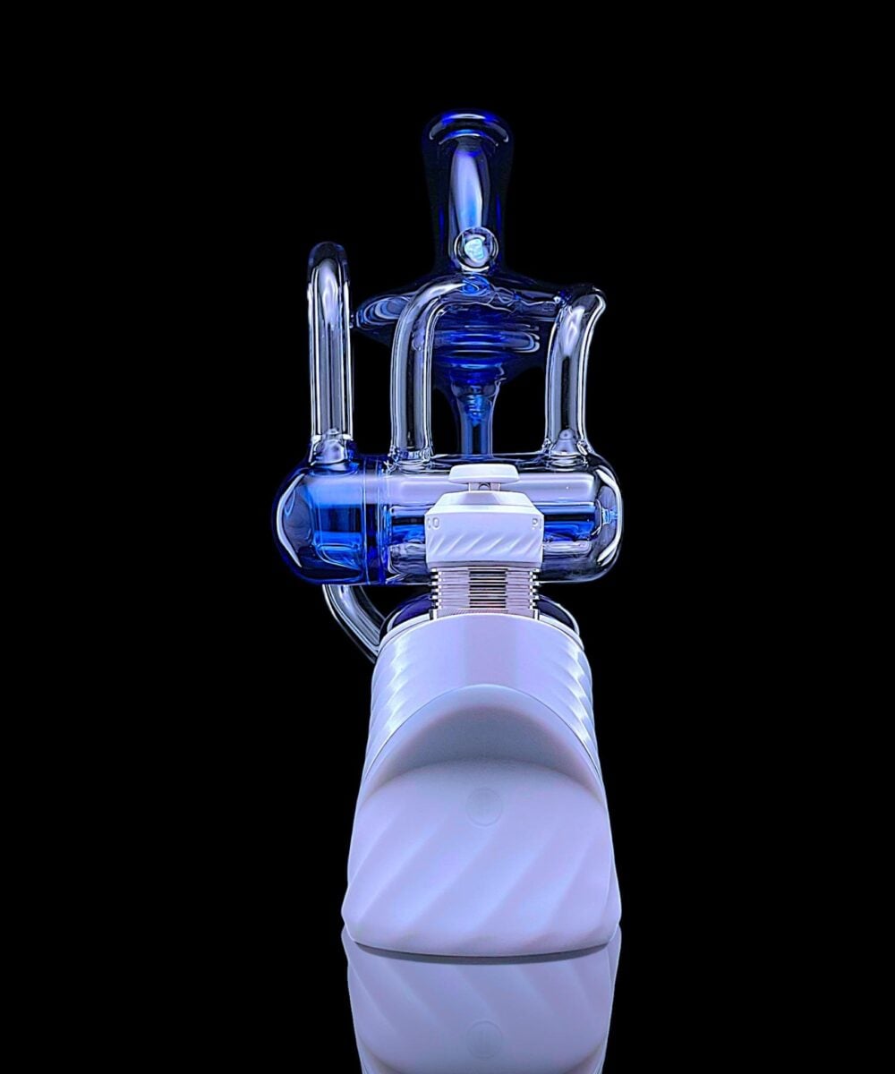 Alternative view of CALI BEAR GLASS: INLINE PERC RECYCLER PUFFCO PEAK GLASS ATTACHMENT