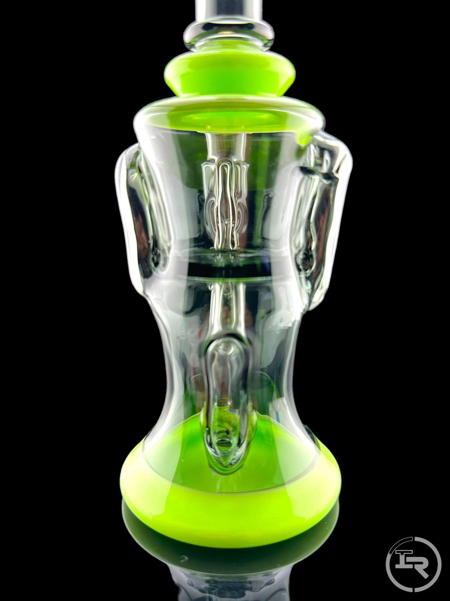 CALI BEAR GLASS: 8" COLORED GILCYCLER WITH ENCASED OPAL MILKY GREEN/TEAL BLACK - Image 4