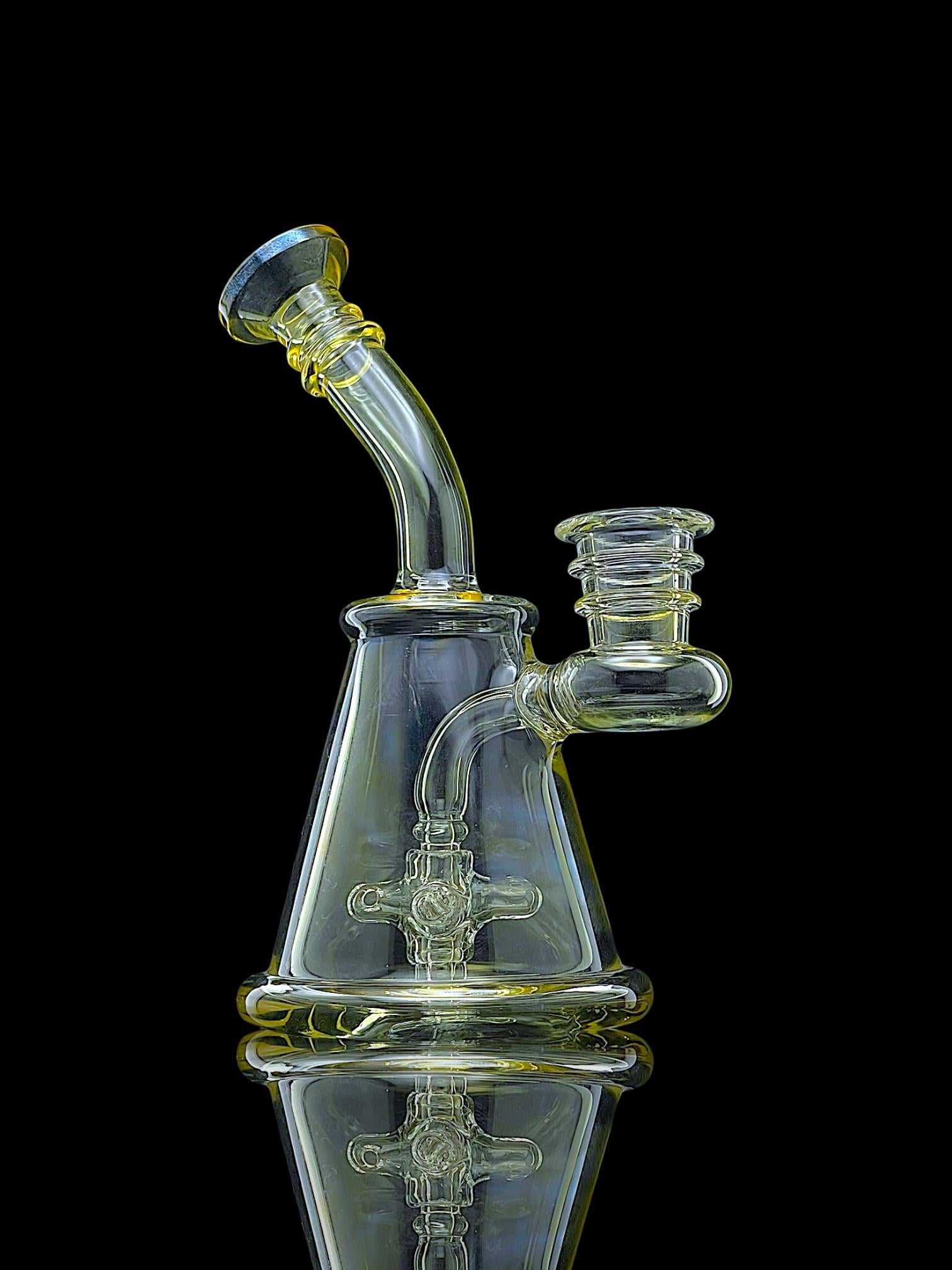 CALI BEAR GLASS: 4″ WINDMILL SILVER FUME SESH RIG
