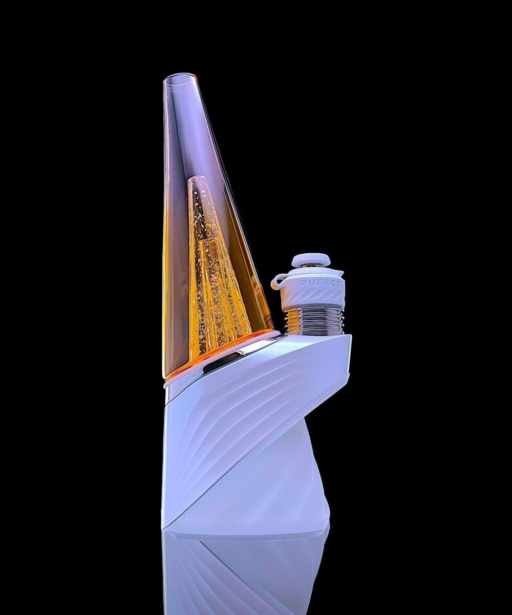 Alternative view of IRIDESCENT GLASS: ORANGE DICHRO CONE PUFFCO PEAK GLASS ATTACHMENT