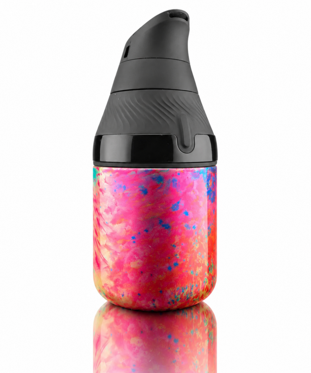 HASH SASH ATOMIZERS: TIE DYE ANODIZED CUP PUFFCO PROXY CORE GLASS ATTACHMENT