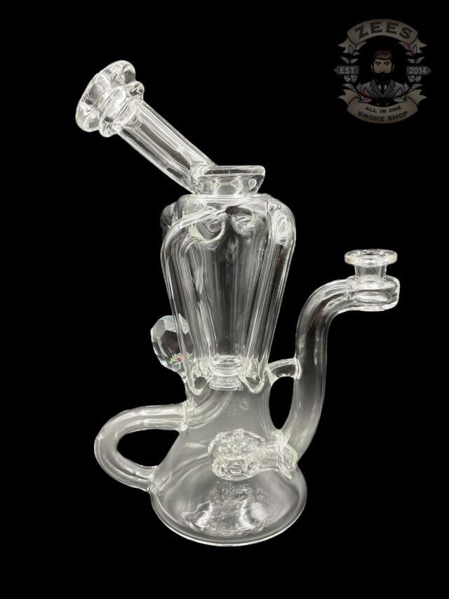 HEART AND MIND GLASS: CLEAR FACETED ENCASED OPAL QUAD RECYCLER