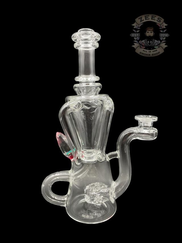 HEART AND MIND GLASS: RUBY FACETED ENCASED OPAL QUAD RECYCLER