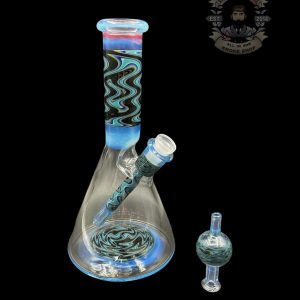 IAN S GLASS: MOONSTONE TEAL WIG WAG PULL TUBE #1