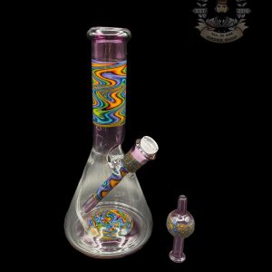 IAN S GLASS: PURPLE RAINBOW WIG WAG PULL TUBE #4