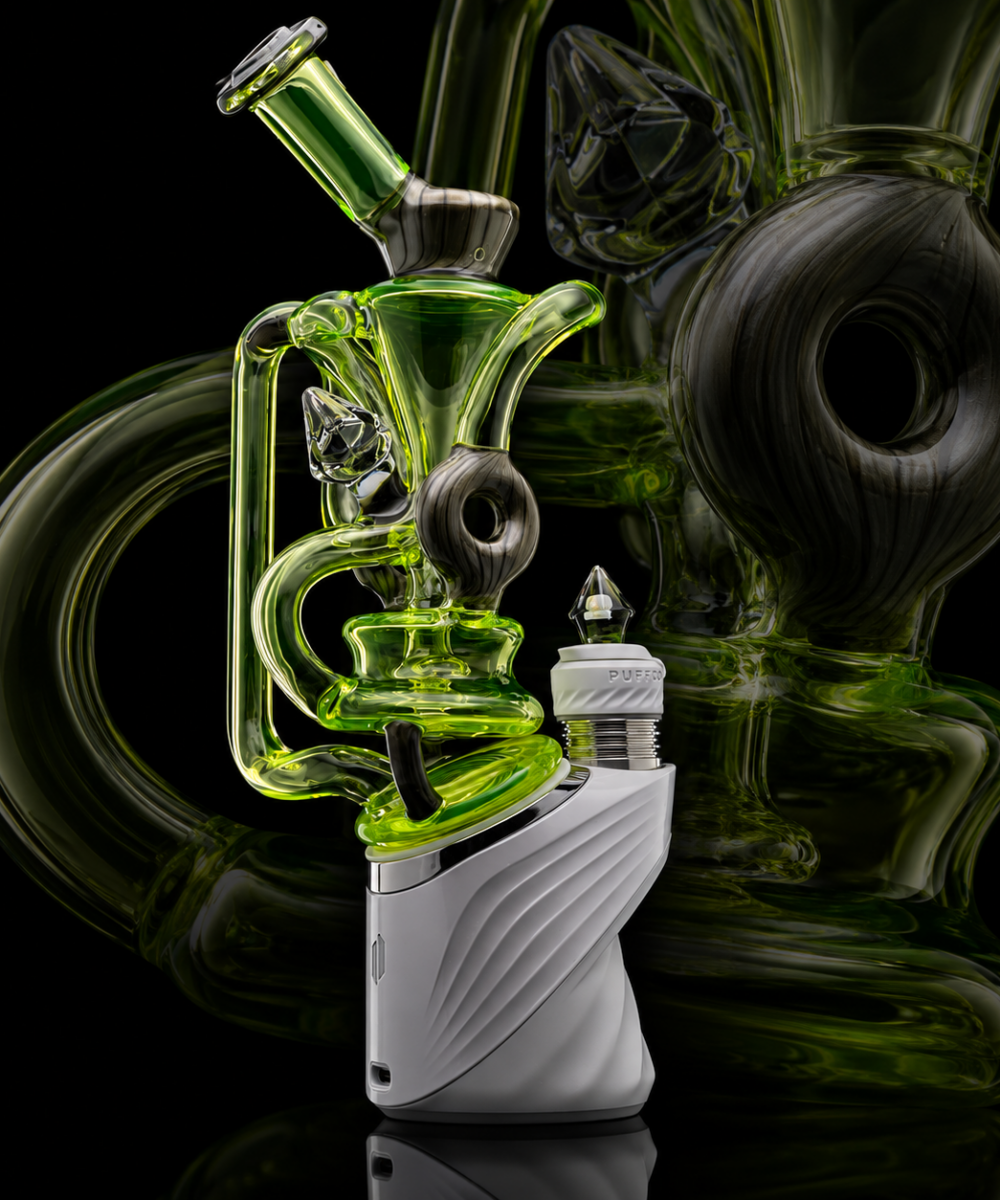 Alternative view of OTW GLASS: COLOR FACETED SET PUFFCO PEAK GLASS ATTACHMENT